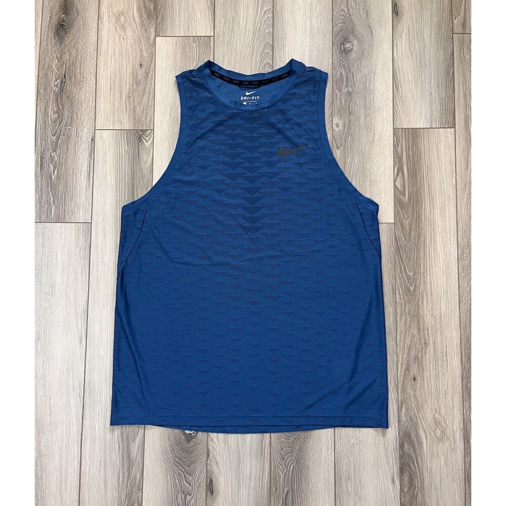 Nike Dri-Fit Tank Top Mens Sz L Blue Sleeveless Athletic Performance Gym Workout